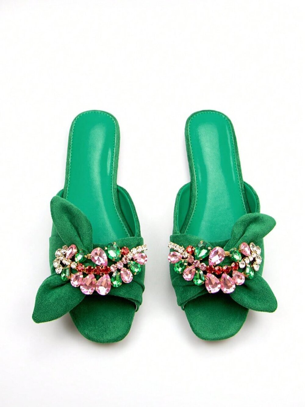 Green Chic Women's Rhinestone & Bow Decor Slide Sandals - Picture 3 of 3